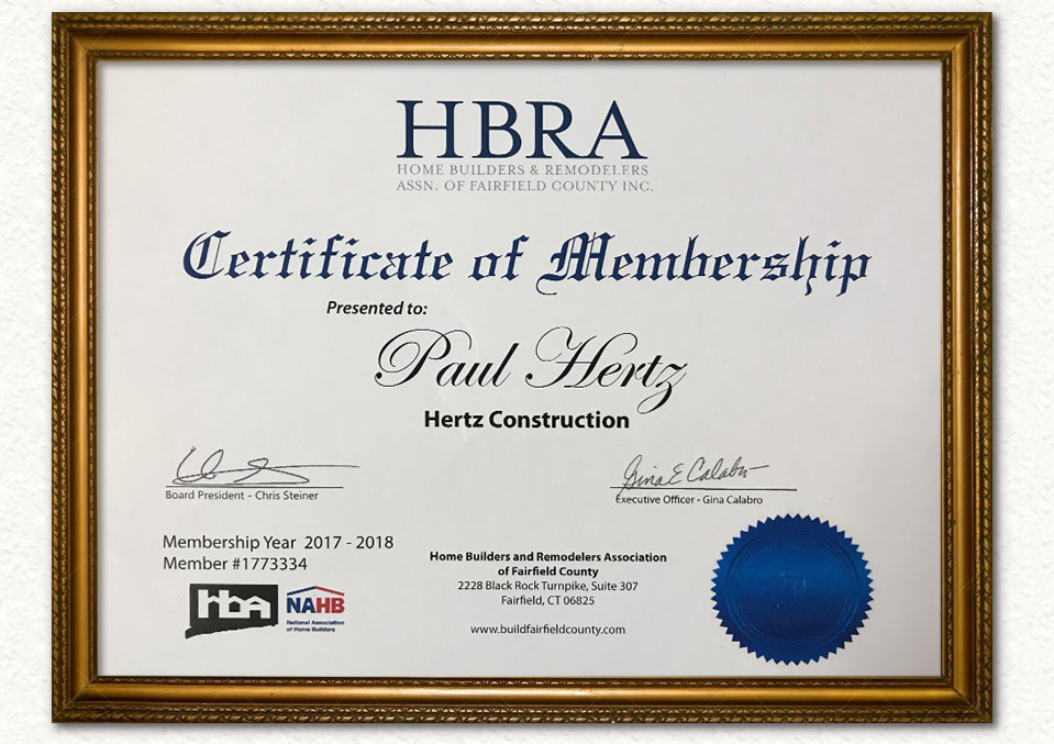 HBRA Certificate of Membership